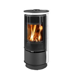 THORMA - Akumulační krbová kamna THORMA ANDORRA EXTRA, bílá keramika / černý lak - LÍBI ELEKTRO