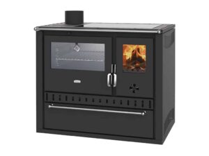 Prity - Sporák na tuhá paliva s teplovodním výměníkem PRITY GT W10 FI G DR, nerezová trouba, černá, levá - LÍBI ELEKTRO