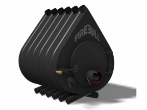 Firebull - Teplovzdušná kamna FIREBULL S12, plná dvířka, levé panty, černé logo - LÍBI ELEKTRO
